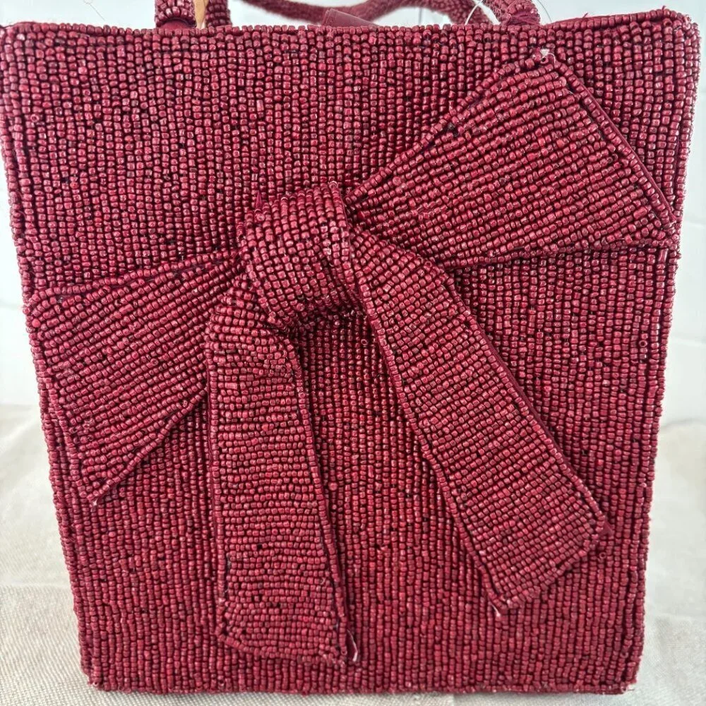 Made in India Bow Hand Held Bag - Maroon - Picture 3 of 13